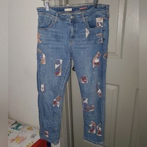 Anthropologie pilcro patchwork slim boyfriend jeans
